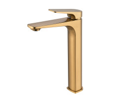 Смеситель для раковины высокий Shevanik S4211G, золотой сатин