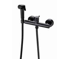 Смеситель с гигиеническим душем Bravat D9141BW-RUS черный матовый