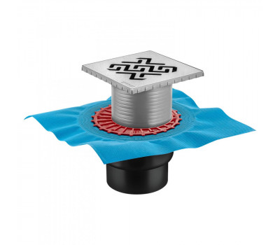 Трап BERGES водосток ZENTRUM Antik 150х150, бронза, выпуск D50/75/110 H74 вертикальный 094465 