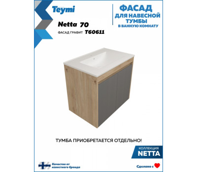 Фасад для тумбы в ванную 70 см Teymi Netta цвет графит T60611 Фасад для тумбы в ванную 70 см Teymi Netta цвет графит T60611