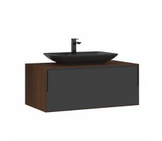 Тумба с раковиной ORKA Craft 100 подвесная, орех/антрацит 5001125 