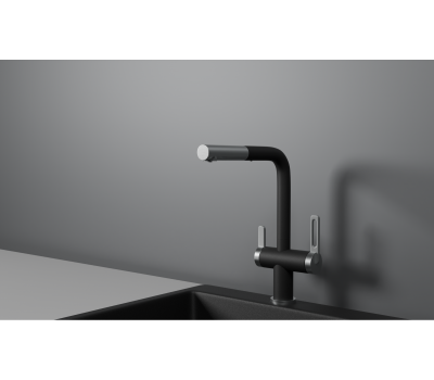 Смеситель для кухни GRANULA GR-8170, ТУРМАЛИН, С ВЫДВИЖНЫМ ИЗЛИВОМ 