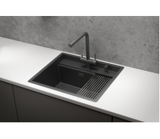 Кухонная мойка GRANULA KS-6051, ЧЕРНЫЙ МАТОВЫЙ, стальная KITCHEN SPACE 