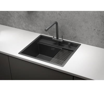 Кухонная мойка GRANULA KS-6051, ЧЕРНЫЙ МАТОВЫЙ, стальная KITCHEN SPACE 