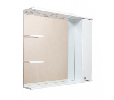 Шкаф-зеркало Onika Эльбрус 90 белый, правый, с подсветкой 209004 