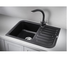 Кухонная мойка GRANULA 7001, ЧЁРНЫЙ, кварц 