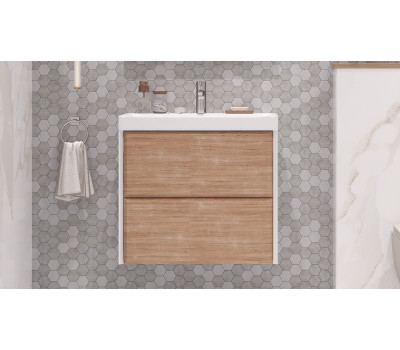 Тумба подвесная Velvex Gesso 70.2Y, белый/дуб сонома tp.GES.9696.70.2Y белый матовый/дуб сонома  