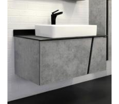 Тумба-умывальник Comforty Эдинбург-90 бетон светлый с черной столешницей с раковиной Comforty 78189 00004149881 