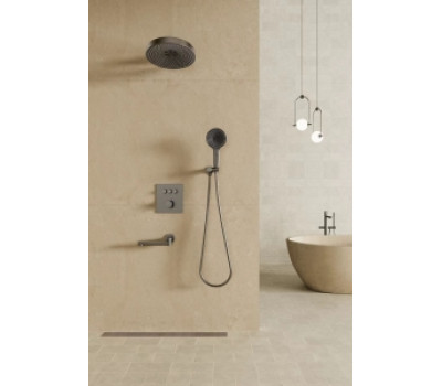 Душевая система встраиваемая с тропическим душем и термостатом ОМГ! 1011GM графит Bronze de Luxe 