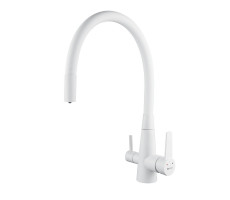Смеситель для кухни с гибким изливом и подключением фильтра Shevanik S668C, белый