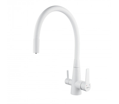 Смеситель для кухни с гибким изливом и подключением фильтра Shevanik S668C, белый