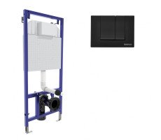 Инсталляция BERGES для скрытого монтажа унитаза NOVUM кнопка S5 Soft Touch, черная 040245 