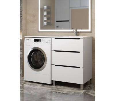 Тумба под стиральную машину напольная Uperwood Tanos 58х47,5х76,5 см, белая/графит, 3 ящика 291020259 Тумба под стиральную машину напольная Uperwood Tanos 58х47,5х76,5 см, белая/графит, 3 ящика 291020259