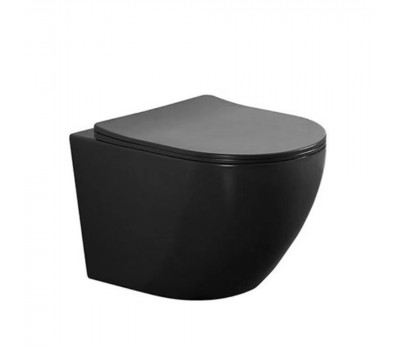 Унитаз OLIVE'S подвесной, черный глянец, сиденье дюропласт PLAZA PL30117DP черный 