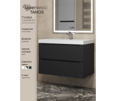 Тумба с раковиной для ванной Uperwood Tanos 80 см, черная 291020254 