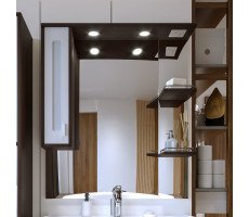 Зеркало со шкафом Бриклаер БАЛИ 90 см левое, венге/белый Зеркало со шкафом Бриклаер БАЛИ 90 см левое, венге/белый