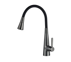 Смеситель для кухни с гибким изливом и режимом "душ" Rose R213T, оружейная сталь