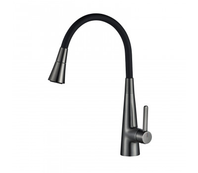 Смеситель для кухни с гибким изливом и режимом "душ" Rose R213T, оружейная сталь