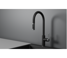 Смеситель для кухни GRANULA GR-8168, ШВАРЦ, С ВЫДВИЖНЫМ ИЗЛИВОМ 
