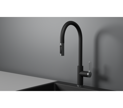 Смеситель для кухни GRANULA GR-8168, ШВАРЦ, С ВЫДВИЖНЫМ ИЗЛИВОМ 