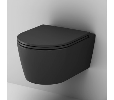 Унитаз подвесной FlashClean с сиденьем микролифт, матовый AM.PM Func C8F1700MBSC Черный 
