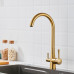 Смеситель для кухни с подключением фильтра Shevanik S428G, золотой сатин