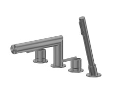 Смеситель ABBER Perfekte 316 AF8A13BGG на борт ванны с лейкой, оружейная сталь брашированная 