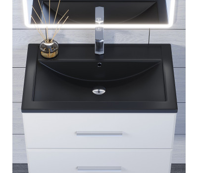Раковина для ванной кварцевая Uperwood Foster Quartz 70х45,5х17,5 см, черная матовая, уголь 291030034 