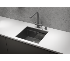Кухонная мойка GRANULA KS-5045U, ГРАФИТ МАТОВЫЙ, стальная KITCHEN SPACE 