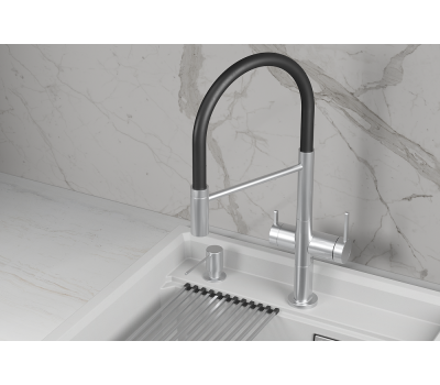 Смеситель для кухни GRANULA KS-8277, НЕРЖ, KITCHEN SPACE 