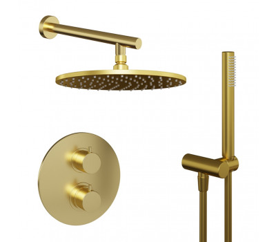 Комплект на 2 потребителя с термостатом Cox PAINI, для душа, брашированное золото PVD 78PJSET26911THSH 