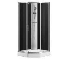 Душевая кабина 90х90 см AZARIO DENVER AZ-N10806 900 прозрачное стекло 4 мм. с покрытием Easy Clean, задняя панель черная, цвет профиля хром