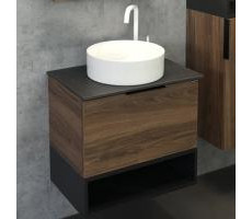 Тумба-умывальник Comforty Штутгарт-60 дуб тёмно-коричневый с черной столешницей c раковиной COMFORTY 9111 00-00001698 Тумба-умывальник Comforty Штутгарт-60 дуб тёмно-коричневый с черной столешницей c раковиной COMFORTY 9111 00-00001698