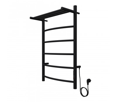 Полотенцесушитель электрический AZARIO VERONA 500/800 5 секций, с полкой, диммер справа, черный AZ04858PB 