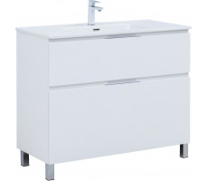 Тумба с раковиной Aquanet Алвита new 100 (Flat) напольная 2 ящ. цв. белый матовый 00345671 Тумба с раковиной Aquanet Алвита new 100 (Flat) напольная 2 ящ. цв. белый матовый 00345671