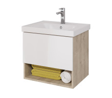 Тумба под раковину подвесная Dreja Perfecto 60 см, дуб эврика/белый