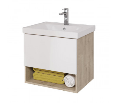 Тумба под раковину подвесная Dreja Perfecto 60 см, дуб эврика/белый