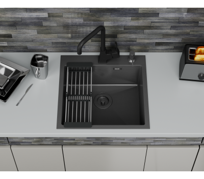 Кухонная мойка D&K нержавеющая сталь графит DKS505006 графит Кухонная мойка D&K нержавеющая сталь графит DKS505006 графит