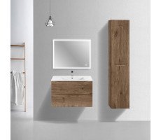 База под керамическую раковину Mia Slim 800 подвесная, 2 выкатных ящика soft close, V.Oak 