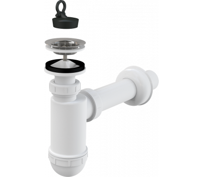 Сифон для раковины Alcadrain 32 мм с нержавеющей peшeткой 63 мм A410 