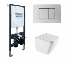 Комплект подвесной унитаз ABBER Rechteck AC1219TC белый, с закрытым дном с инсталляцией AC0105 и кнопкой AC0120 хром глянцевый Комплект подвесной унитаз ABBER Rechteck AC1219TC белый, с закрытым дном с инсталляцией AC0105 и кнопкой AC0120 хром глянцевый