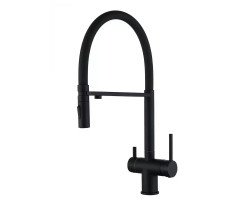Смеситель для кухни с гибким изливом и подключением фильтра Grocenberg GB4096BL, черный 