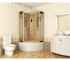 Душевая кабина Niagara Luxe NG-7710G (1000x1000х2150) высокий поддон стенки ЗОЛОТО 