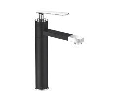 Смеситель для раковины с поворотным носиком Shevanik S6611H, черный/хром