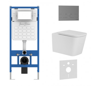 Комплект 3в1 IBERICA BLANCA инсталляция SILENCIO, унитаз TOLEDO ALTO белый, кнопка смыва INOX-S вороненая сталь (IB001.TLA.234.1602) 