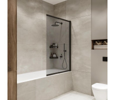 Шторка на ванну слайдер Terminus Ното 150х90 тонированная, черный 