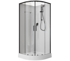 Душевая кабина Aquanet Passion EVO R black 90x90 набор 1, поддон низкий, двери раздвижные 