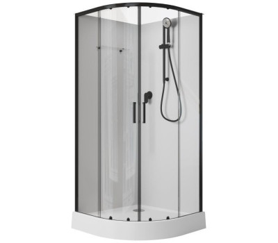 Душевая кабина Aquanet Passion EVO R black 90x90 набор 1, поддон низкий, двери раздвижные 