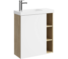 Подвесная тумба 60 см AQWELLA ALB0106LDD+ALB0706WM Дерево светлое / Белый 
