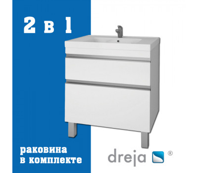 Тумба с раковиной подвесная/напольная Dreja Grace Plus 70 см, белый